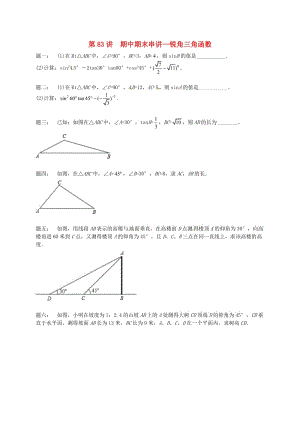 九年級(jí)數(shù)學(xué)上冊(cè) 期中期末串講 第83講 銳角三角函數(shù)課后練習(xí) （新版）蘇科版.doc