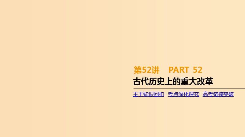 （全品復習方案）2020屆高考歷史一輪復習 歷史上重大改革回眸 第52講 古代歷史上的重大改革課件 新人教版選修1 .ppt_第1頁