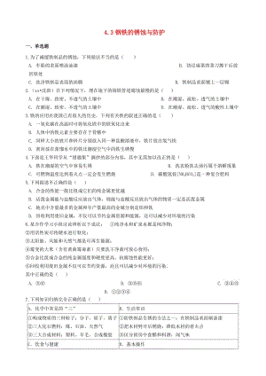 九年級化學全冊 第四單元 金屬 4.3 鋼鐵的銹蝕與防護同步測試 （新版）魯教版五四制.doc