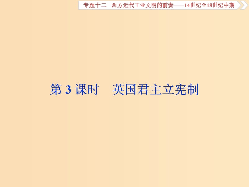 （通史版）2019高考历史总复习 12.3 英国君主立宪制课件.ppt_第1页