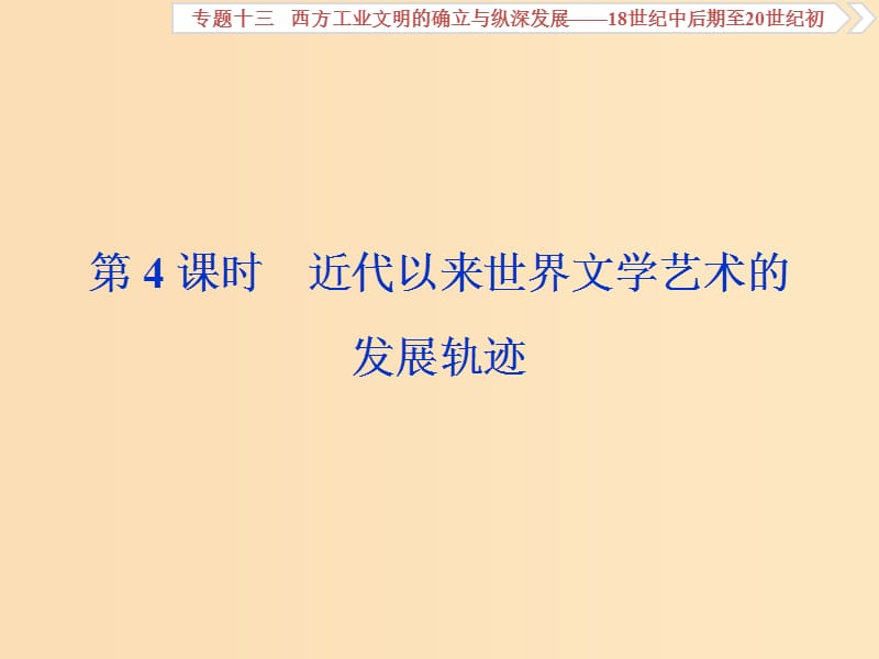 （通史版）2019高考?xì)v史總復(fù)習(xí) 13.4 近代以來(lái)世界文學(xué)藝術(shù)的發(fā)展軌跡課件.ppt_第1頁(yè)