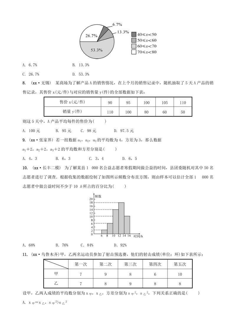 安徽省2019年中考数学总复习第八章统计与概率第一节统计练习.doc_第2页