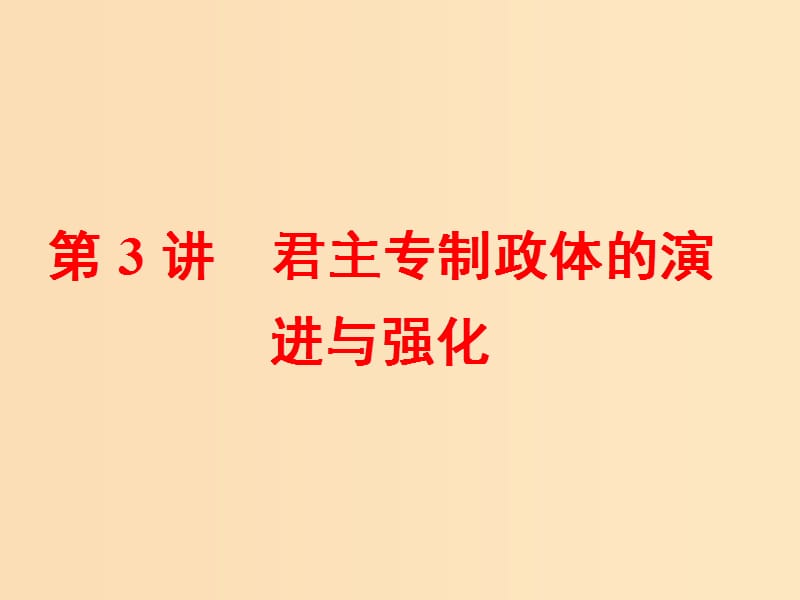 （浙江選考）2019屆高考?xì)v史學(xué)業(yè)水平考試 專題一 古代中國的政治制度 第3講 君主專制政體的演進(jìn)與強(qiáng)化課件.ppt_第1頁