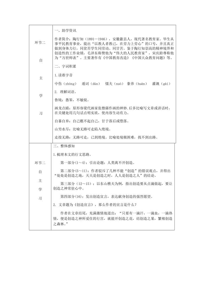 九年级语文上册第五单元20创造宣言教案新人教版 (I).doc_第2页