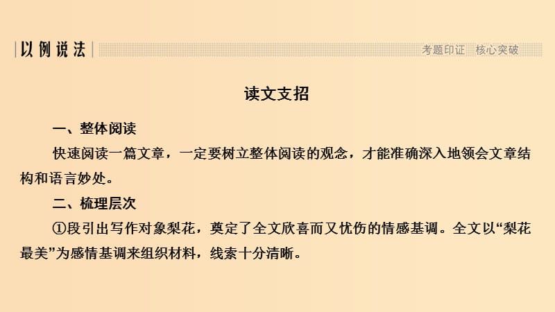 （江苏专用）2019高考语文二轮培优 第二部分 古代诗文阅读 专题二 散文 技法提分点23 立足内容由言及意赏析艺术特色课件.ppt_第2页