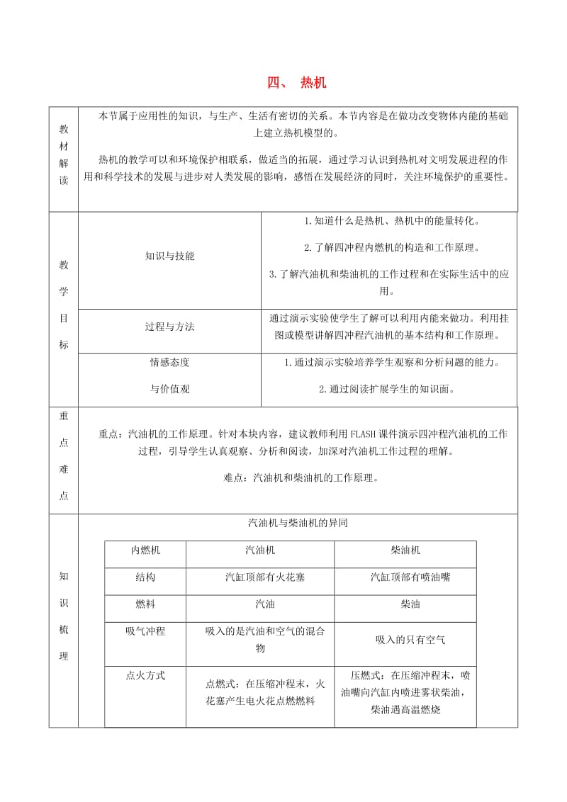 九年级物理全册 10.4热机导学设计 （新版）北师大版.doc_第1页