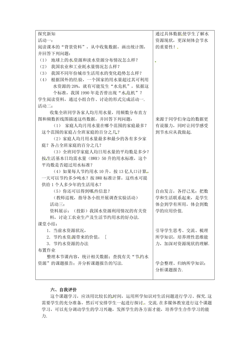 七年级数学下册 第10章 数据的收集整理与描述 10.3 课题学习 从数据谈节水教案 新人教版.doc_第2页