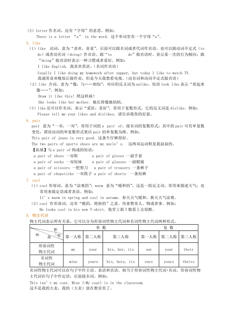 七年级英语上册 Unit 2 Looking different词汇精讲精练 （新版）仁爱版.doc_第2页