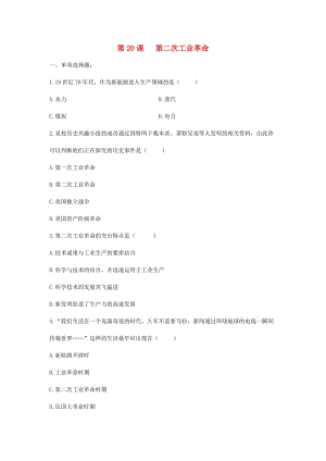 九年級(jí)歷史上冊(cè) 第七單元 近代科技與文化 第20課《第二次工業(yè)革命》習(xí)題 北師大版.doc