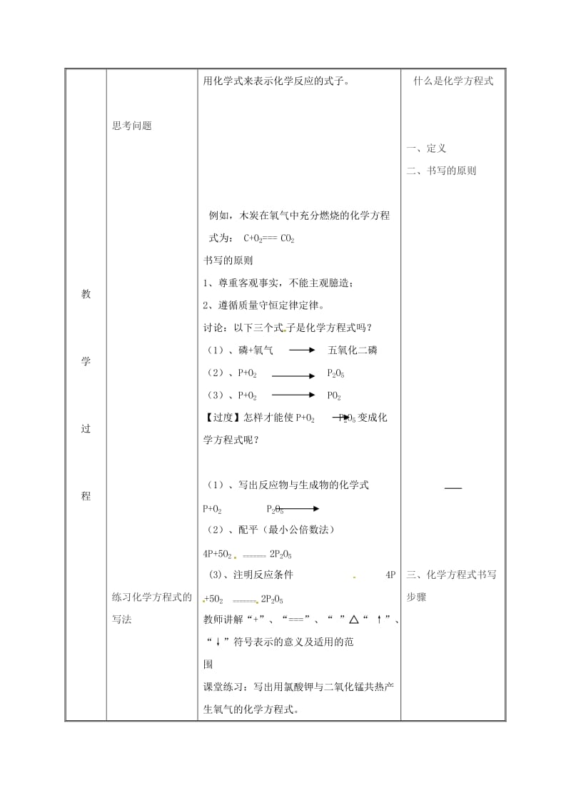 湖南省九年级化学上册 第4章 生命之源-水 4.4 化学方程式教案1 （新版）粤教版.doc_第3页