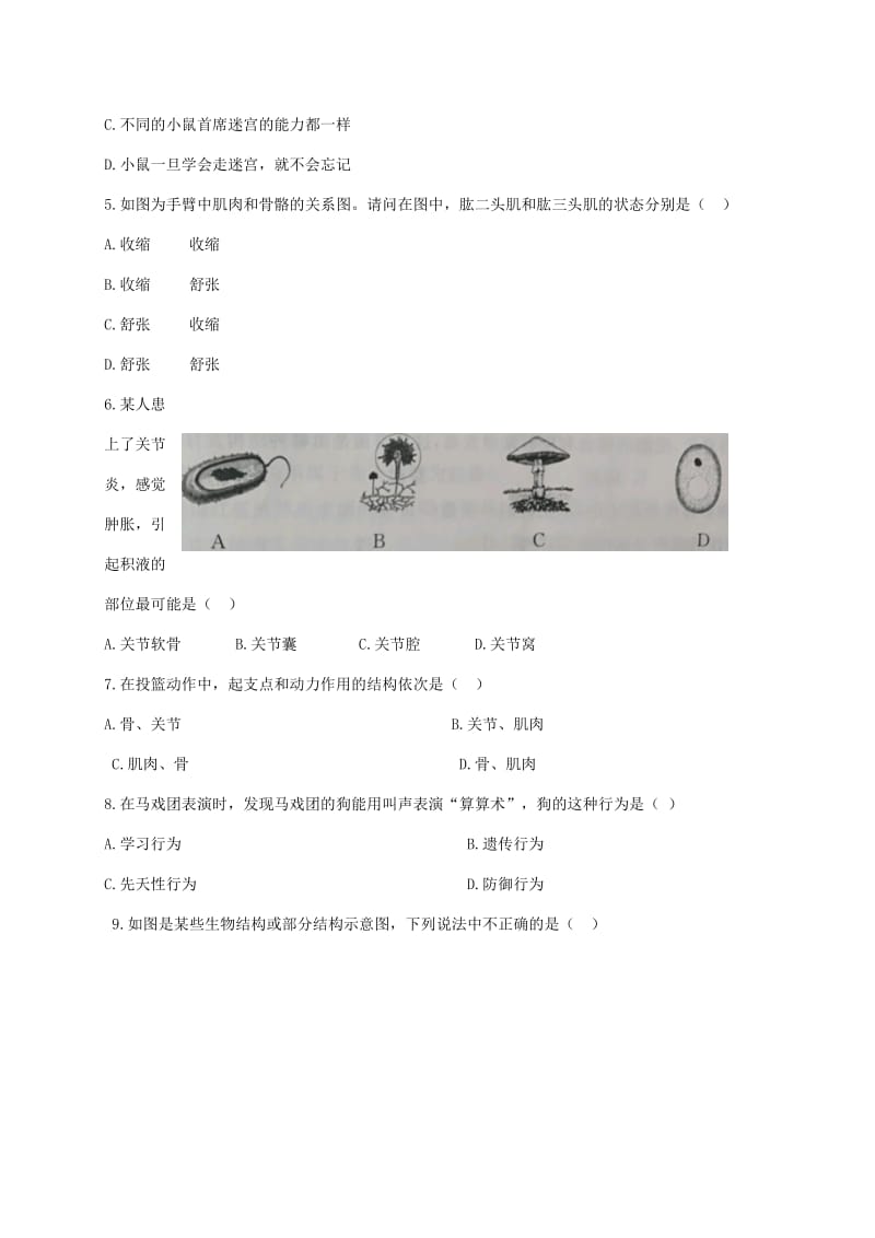 内蒙古通辽市库伦旗八年级生物上学期期末考试试题 新人教版.doc_第2页