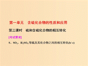 （浙江專版）2017-2018學年高中化學 專題4 硫、氮和可持續(xù)發(fā)展 第一單元 第三課時 硫和含硫化合物的相互轉(zhuǎn)化課件 蘇教版必修1.ppt