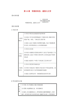 七年級(jí)歷史下冊(cè) 第三單元 明清時(shí)期統(tǒng)一多民族國(guó)家的鞏固與發(fā)展 第16課 明朝的科技、建筑與文學(xué)備考速記 新人教版.doc