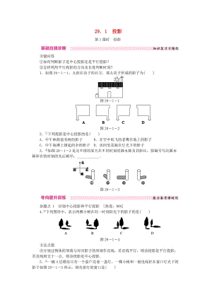 九年級(jí)數(shù)學(xué)下冊(cè) 第二十九章 投影與視圖 29.1 投影 29.1.1 投影課時(shí)訓(xùn)練 （新版）新人教版.doc