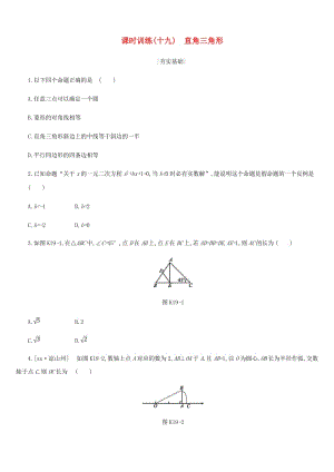 浙江省2019年中考數(shù)學(xué) 第四單元 三角形 課時訓(xùn)練19 直角三角形練習(xí) （新版）浙教版.doc