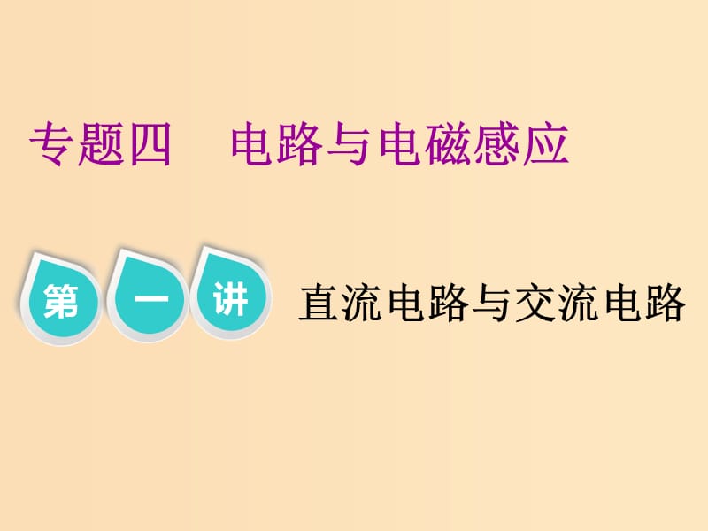 （江苏专版）2019版高考物理二轮复习 专题四 第一讲 直流电路与交流电路课件.ppt_第1页