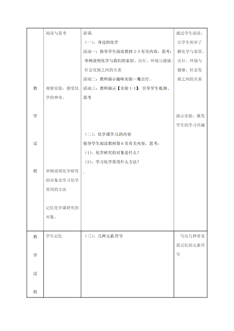 湖南省九年级化学上册 第1章 大家都来学化学 1.1 身边的化学物质教案 （新版）粤教版.doc_第3页