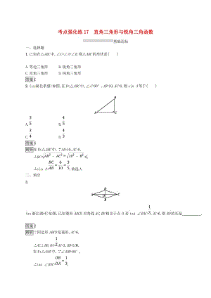 甘肅省2019年中考數(shù)學(xué)總復(fù)習(xí) 第四單元 圖形初步與三角形 考點(diǎn)強(qiáng)化練17 直角三角形與銳角三角函數(shù)練習(xí).doc