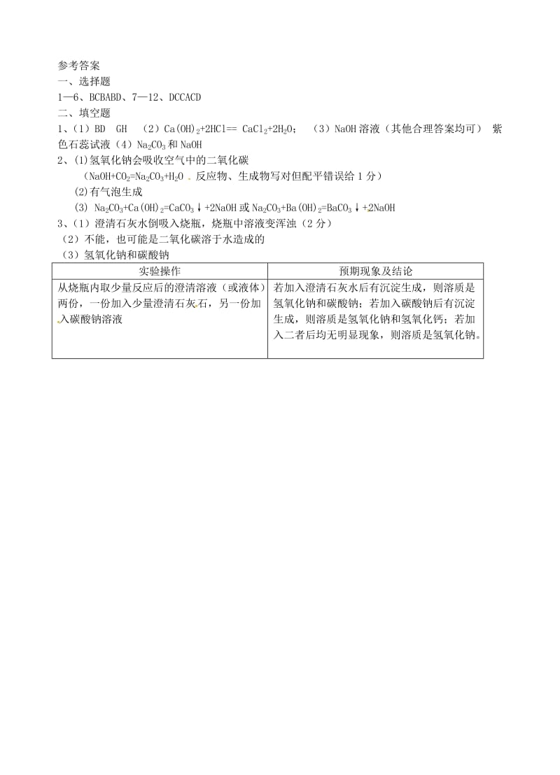 九年级化学全册 第二单元 常见的酸和碱 第二节 碱及其性质（2）同步测试 鲁教版五四制.doc_第3页