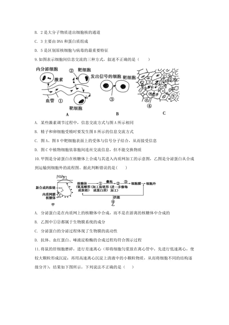 2018-2019学年高一生物上学期期末考试试题(实验班).doc_第3页