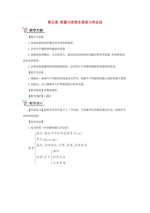 （遵義專版）八年級物理全冊 第五章 質(zhì)量與密度本章復(fù)習(xí)和總結(jié)教案 （新版）滬科版.doc