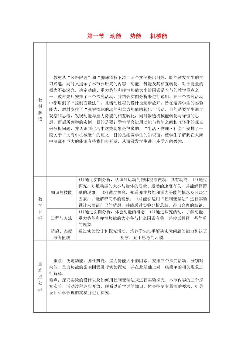 九年级物理上册 12.1 动能 势能 机械能教学案 （新版）苏科版.doc_第1页