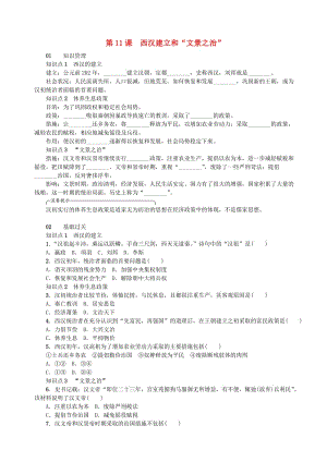 七年級(jí)歷史上冊(cè) 第11課 西漢建立和“文景之治”練習(xí) 新人教版.doc