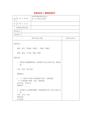 九年級(jí)化學(xué)上冊(cè) 第7單元 燃料及其利用 實(shí)驗(yàn)活動(dòng)3 燃燒的條件教學(xué)案新人教版.doc