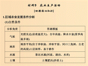 （全國(guó)通用）2018版高考地理二輪復(fù)習(xí) 第四部分 考前靜悟材料 材料9 農(nóng)業(yè)生產(chǎn)活動(dòng)課件.ppt