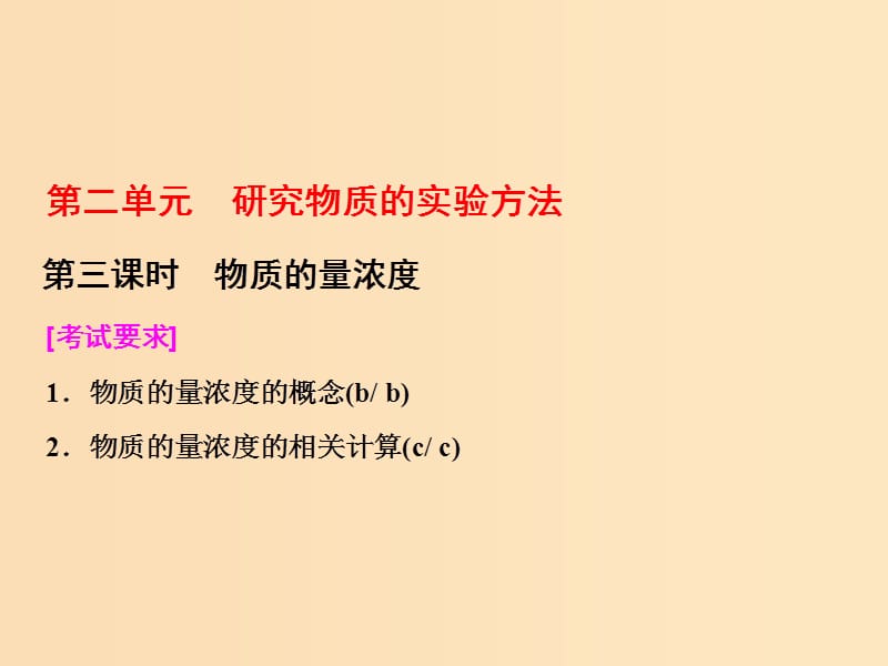 （浙江专版）2017-2018学年高中化学 专题1 化学家眼中的物质世界 第二单元 第三课时 物质的量浓度课件 苏教版必修1.ppt_第1页