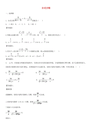 中考數(shù)學(xué)專題復(fù)習(xí)練習(xí)卷 分式方程.doc