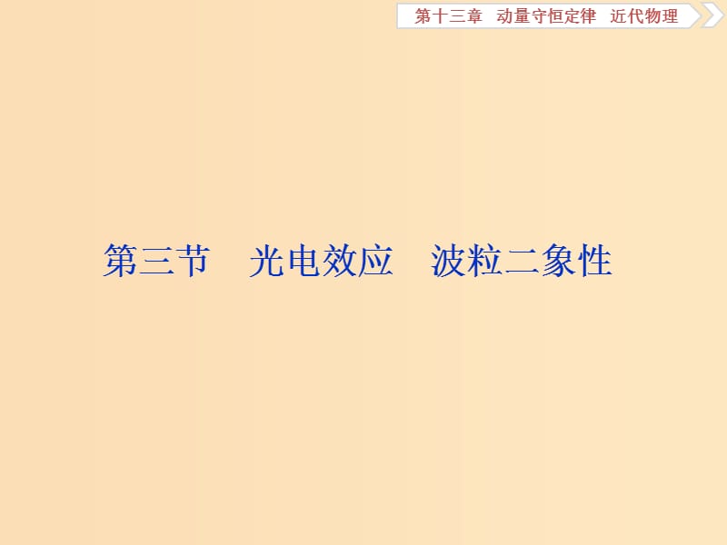 （浙江專版）2019屆高考物理一輪復(fù)習(xí) 第13章 動量守恒定律近代物理 4 第三節(jié) 光電效應(yīng) 波粒二象性課件 新人教版.ppt_第1頁