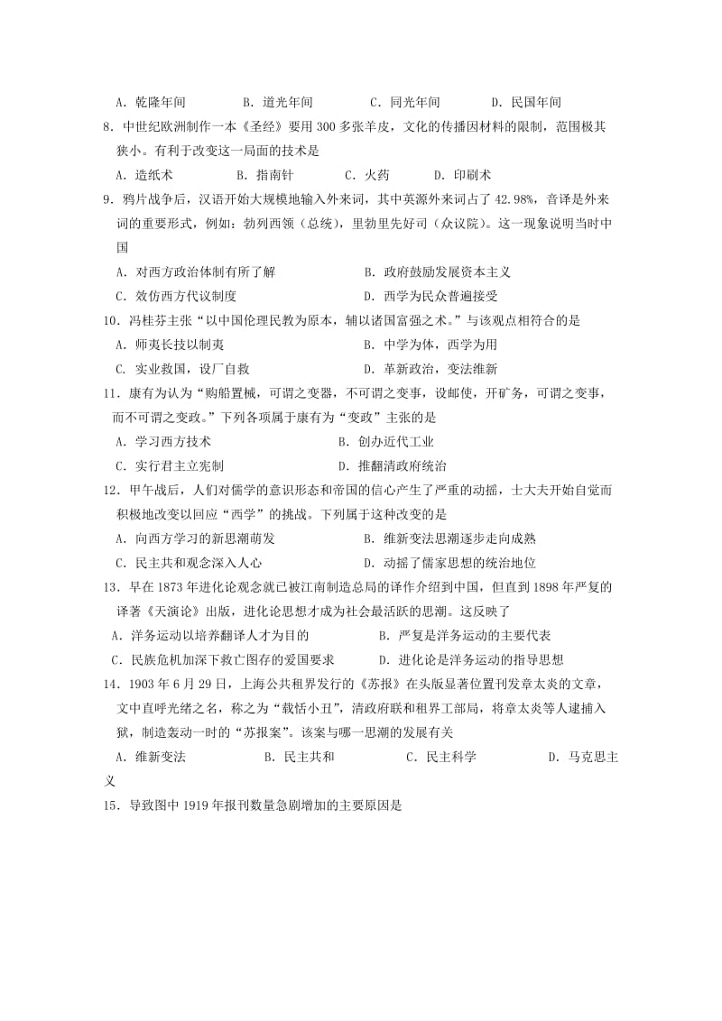 2018-2019学年高二历史上学期期末考试试题(必修).doc_第2页