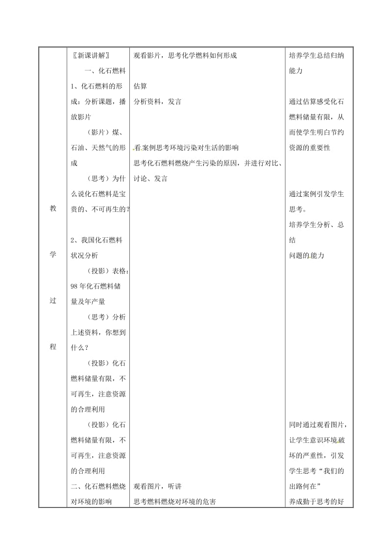 湖南省九年级化学上册 第五章 燃料 5.4 古生物的“遗产”-化石燃料教案 （新版）粤教版.doc_第3页