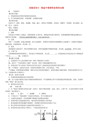 九年級化學下冊 第十一單元 鹽 化肥 實驗活動8 粗鹽中難溶性雜質(zhì)的去除習題 新人教版.doc