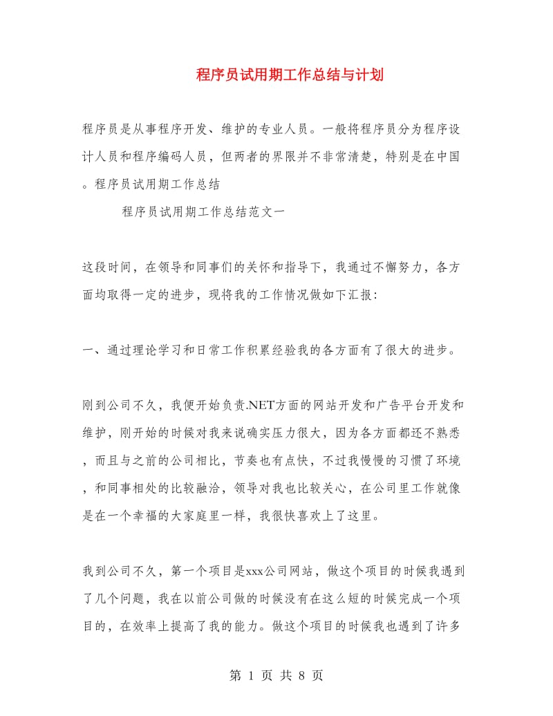 程序员试用期工作总结与计划.doc_第1页