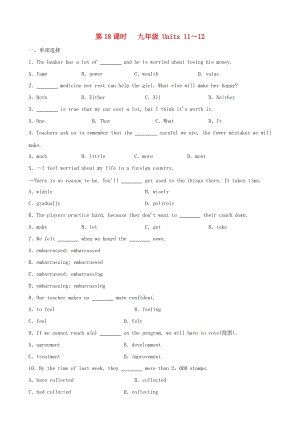 山東省日照市2019年中考英語總復習 第18課時 九全 Units 11-12練習.doc