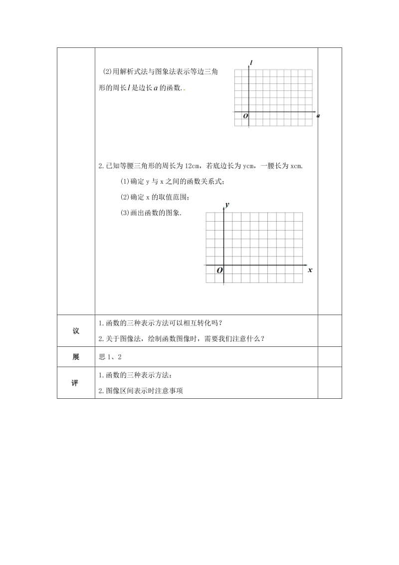 湖北省武汉市八年级数学下册 19.1.2 函数的图象-函数的三种表示方法教学设计 （新版）新人教版.doc_第2页