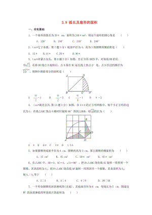 山東省濟(jì)南市槐蔭區(qū)九年級數(shù)學(xué)下冊 第3章 圓 3.9 弧長及扇形的面積同步練習(xí) （新版）北師大版.doc