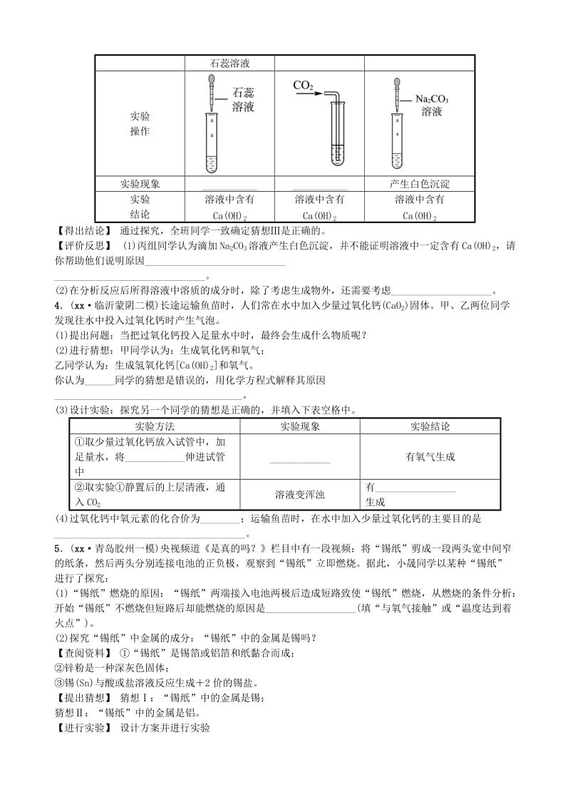 山东省临沂市中考化学复习 专题三 实验探究与评价练习.doc_第2页