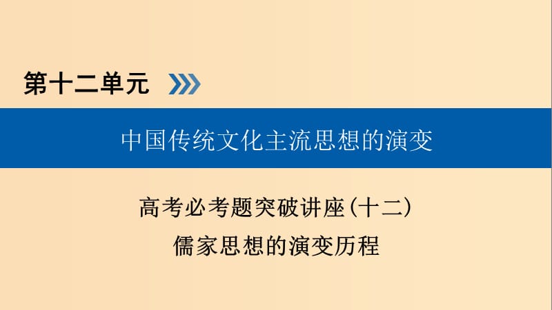 （全国通用版）2019版高考历史大一轮复习 第十二单元 中国传统文化主流思想的演变 高考必考题突破讲座12 儒家思想的演变历程课件.ppt_第1页