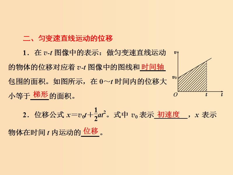 （山东省专用）2018-2019学年高中物理 第二章 匀变速直线运动的研究 第3节 匀变速直线运动的位移与时间的关系课件 新人教版必修1.ppt_第3页