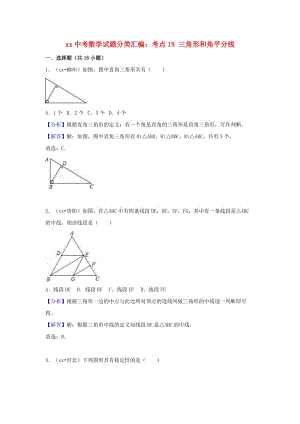 中考數(shù)學(xué)試題分類匯編 考點(diǎn)19 三角形和角平分線（含解析）.doc