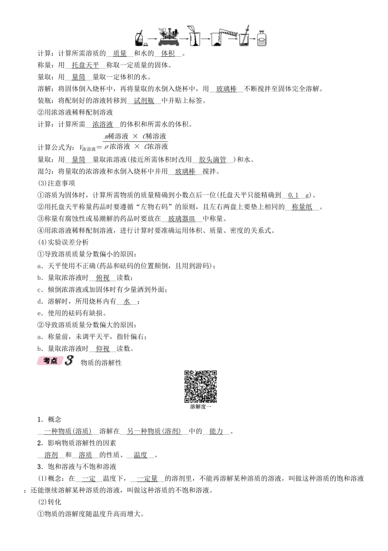 遵义专版中考化学总复习第1编教材知识梳理第6章溶解现象精练练习.doc_第3页