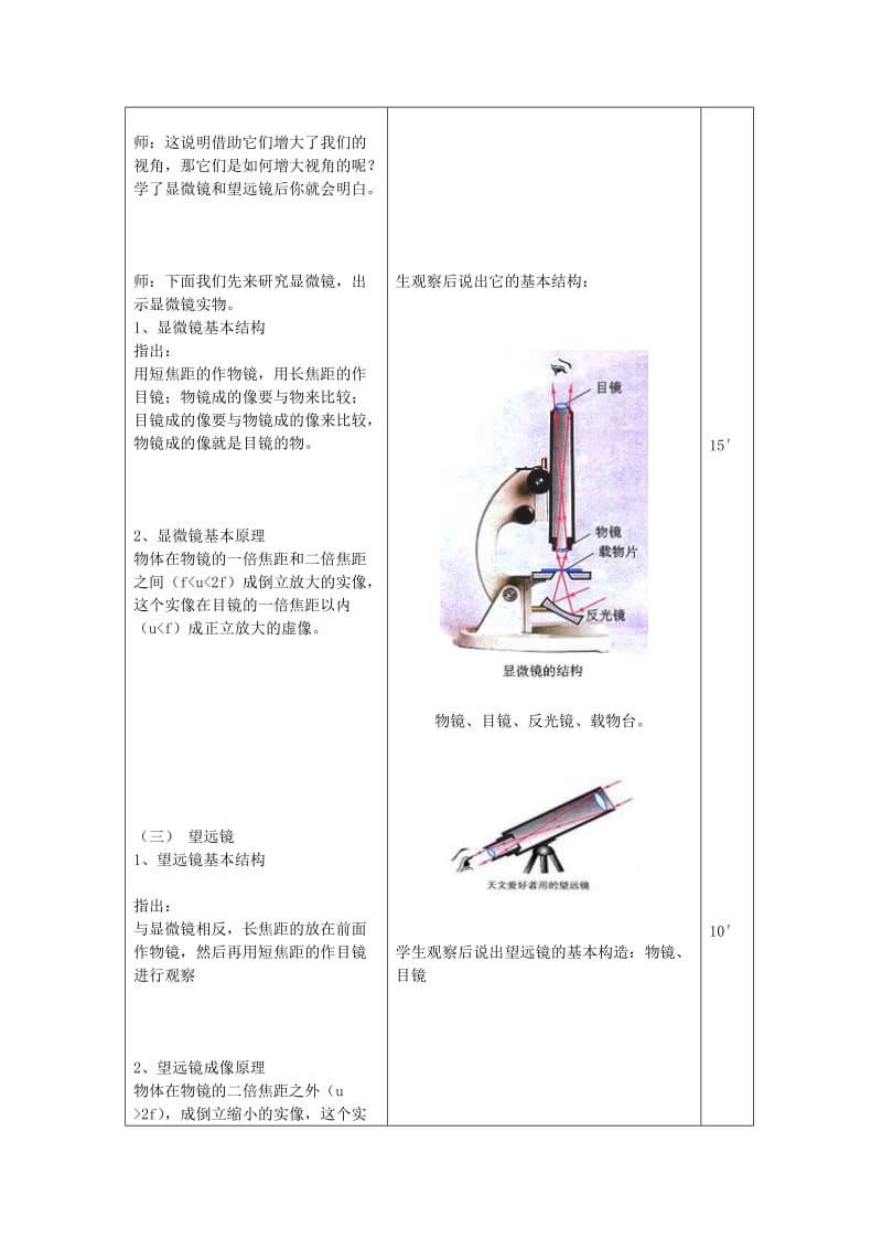 八年级物理上册 5.5显微镜和望远镜教学设计 （新版）新人教版.doc_第3页