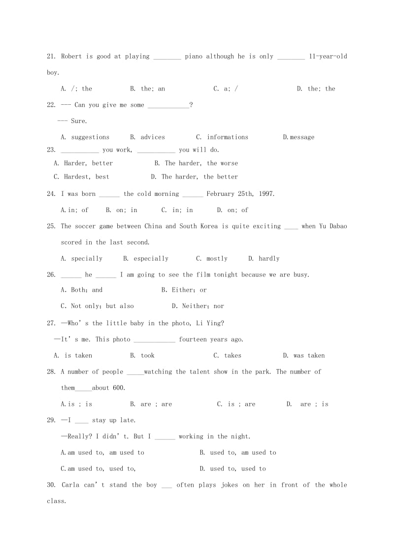 2019版九年级英语上学期期末试题人教新目标版.doc_第3页