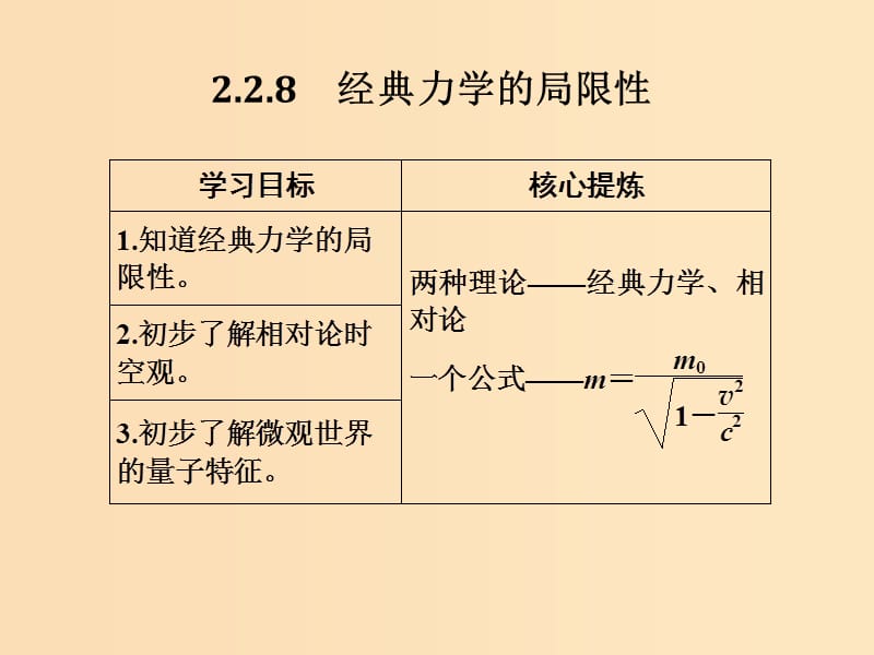 （通用版）2018-2019版高考物理總復(fù)習(xí) 主題二 相互作用與運(yùn)動(dòng)定律 2.2.8經(jīng)典力學(xué)的局限性課件 新人教版.ppt_第1頁(yè)