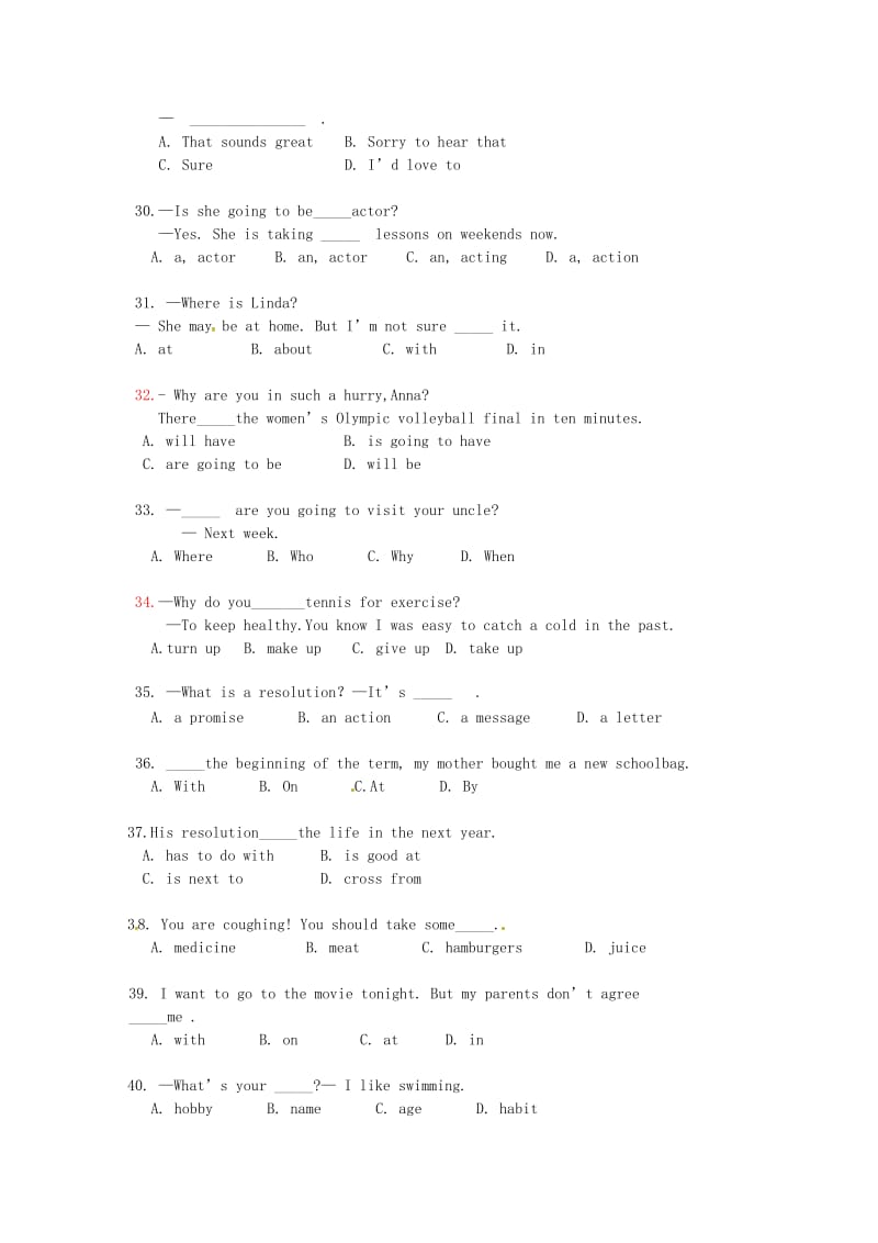 2019版八年级英语上学期12月月考试题人教新目标版.doc_第3页