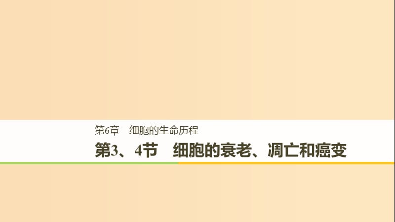 （全國通用版）2018-2019版高中生物 第六章 細胞的生命歷程 第3、4節(jié) 細胞的衰老、凋亡和癌變課件 新人教版必修1.ppt_第1頁