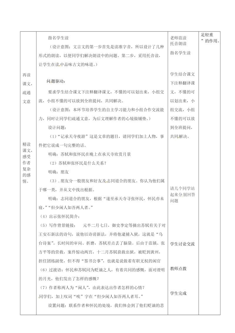 山东省济南市七年级语文下册 27《短文两篇》记承天寺夜游教案 鲁教版五四制.doc_第2页